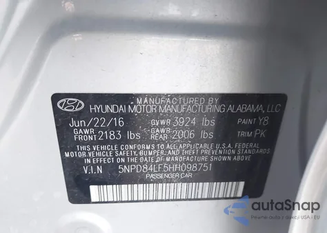 2017 Hyundai Elantra Se from USA, damaged, VIN 5NPD84LF5HH098751